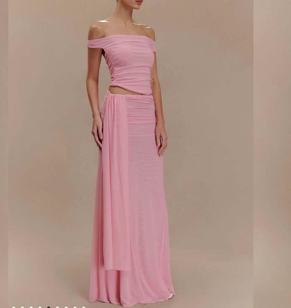 MESHKI Brooklyn Mesh Maxi Set in Candy Pink